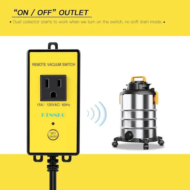 Alt view image 2 of 7 - Remote Automatic Vacuum Switch, 120V Wireless Dust Collector Ster Outlet, Auto On Off Switch with 2 Remotes, Support 5S 10S Delay(Continue Clea Debris)