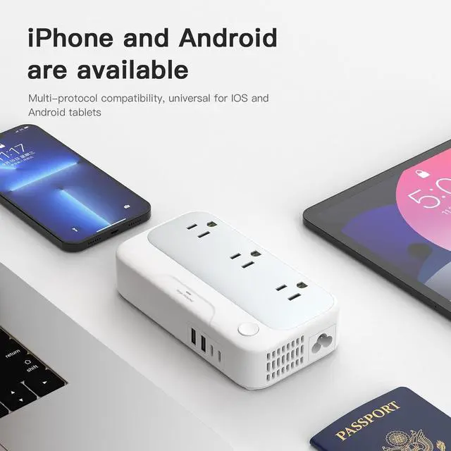 Alt view image 5 of 7 - Universal Voltage Converter us to Europe, 220v to 110v Power Travel Converter Combo, 250W Step Down European Adapter 220 to 110 for UK Italy, Transformer European Travel Plug for Curly Hair Stick