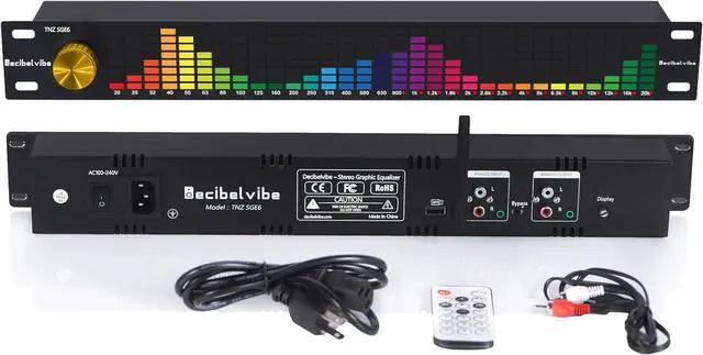 Main image of TNZ SGE6 - Audio Graphic Equalizer with Rear RCA/3.5 Auxiliary Input and Output, Built-in Microphone, USB and Bluetooth Input, Preamp for Home Audio, DJ, HiFi Audio Setup (Gold)