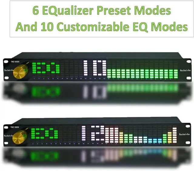 Alt view image 5 of 7 - TNZ SGE6 - Audio Graphic Equalizer with Rear RCA/3.5 Auxiliary Input and Output, Built-in Microphone, USB and Bluetooth Input, Preamp for Home Audio, DJ, HiFi Audio Setup (Gold)