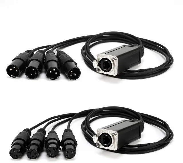 Main image of XLR Snake C to Ethercon C, 4 Channel 3-pin Multi Network Snake Receiverwith Cat5/cat6 Network Snake Receiver, for Stage and Recording Studio,3 Feet (1 Male+1 Female)