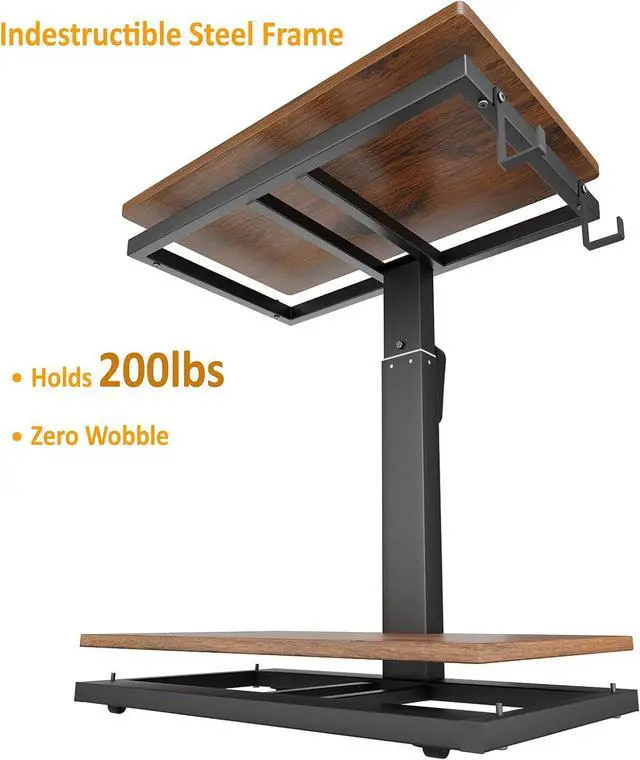 Alt view image 6 of 7 - Height Adjust Computer Tower Stand with Wheels and Charging Station,2-Tier PC Stand for Floor or Carpet,PC Holder Under Desk for ATX-Case,Office,Home,Gaming Room