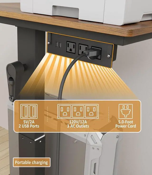 Alt view image 7 of 7 - Height Adjust Computer Tower Stand with Wheels and Charging Station,2-Tier PC Stand for Floor or Carpet,PC Holder Under Desk for ATX-Case,Office,Home,Gaming Room