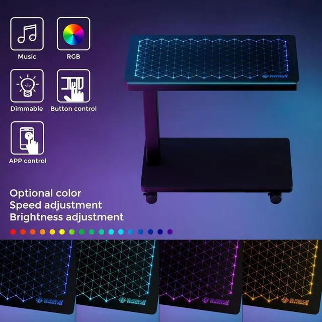 Alt view image 3 of 7 - Height Adjust Computer Tower Stand, Illnated Glass Panel PC Stand w/RGB Lights, 2-Tier CPU Holder C Under Desk, PC Floor Stand for Office Gaming, APP Control