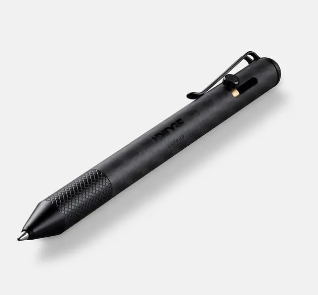Main image of Ridge Bolt Action Pen - CNC Machined ryday Carry Pen, Knurled Grip, Pressurized Refill, Manganese Sp Steel Clip, Compact Pocket EDC Pen with Schmidt EasyFlow 9000 (Carbon Fiber 3K)