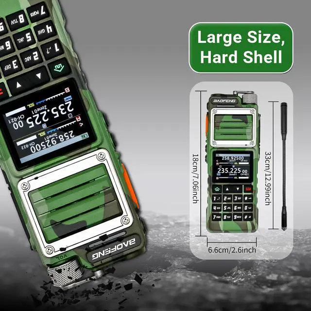 Alt view image 5 of 7 - UV-25 PRO 10W Heavy Duty Radio Handheld Tri Band  Waterproof Radio Tri Band Ham Radios 999CH 5200MAh BatteryType-C Charging UHF VHF MW FM Air NOAA Multi-Band Receiver (Green)