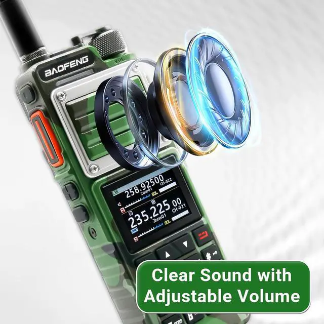 Alt view image 7 of 7 - UV-25 PRO 10W Heavy Duty Radio Handheld Tri Band  Waterproof Radio Tri Band Ham Radios 999CH 5200MAh BatteryType-C Charging UHF VHF MW FM Air NOAA Multi-Band Receiver (Green)