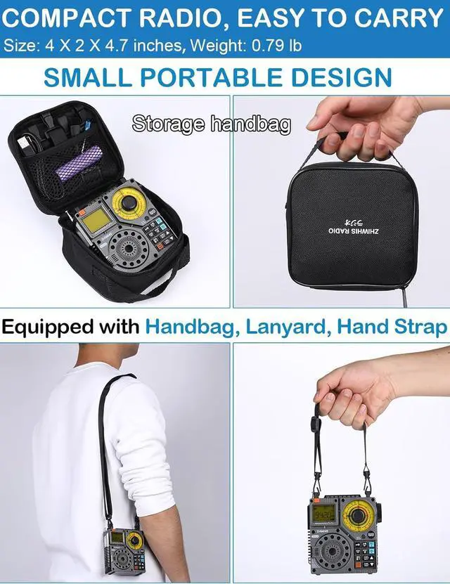 Alt view image 7 of 7 - Shortwave Radio with Bluetooth and APP Control, AM FM VHF SW WB Port Receiver, Super Bass/5 Types of Light Effects/6 EQ/Recording Recharge Stereo Emergency Radios Player ZWS-A320