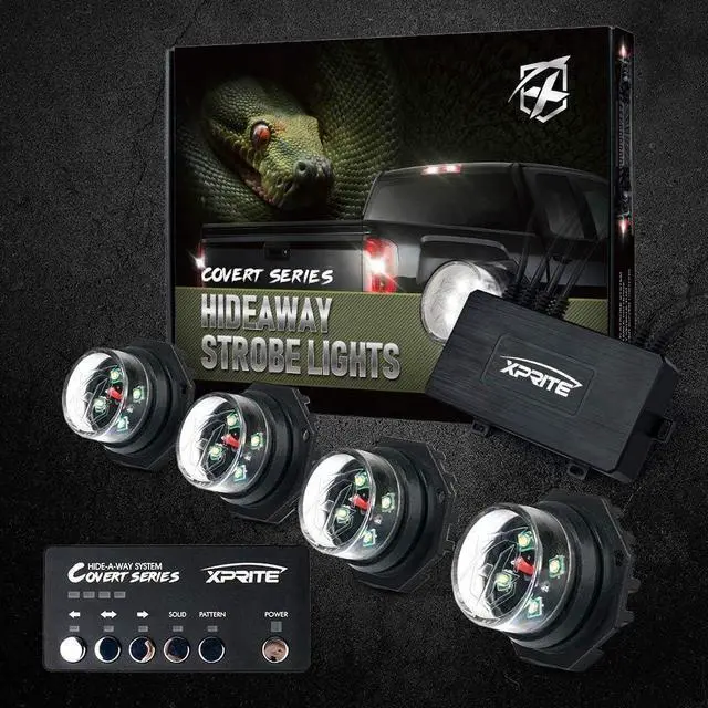 Alt view image 7 of 7 - 4PCS LED Hideaway Strobe Lights Kit - White, 20 Flash Modes, Control Panel Included, Ideal for Emergency Vehicles, Trucks, Cars, Headlights, Taillights & Fog Lights, Hazard Warning