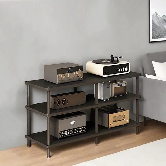 Main image of 3-Tier Audio Rack, Stereo Rack and AV Media Stand, Record Player Stand, Stereo Component Cabinet Stereo Cabinet for Home, Office, Theater(Black- 3 Tier)