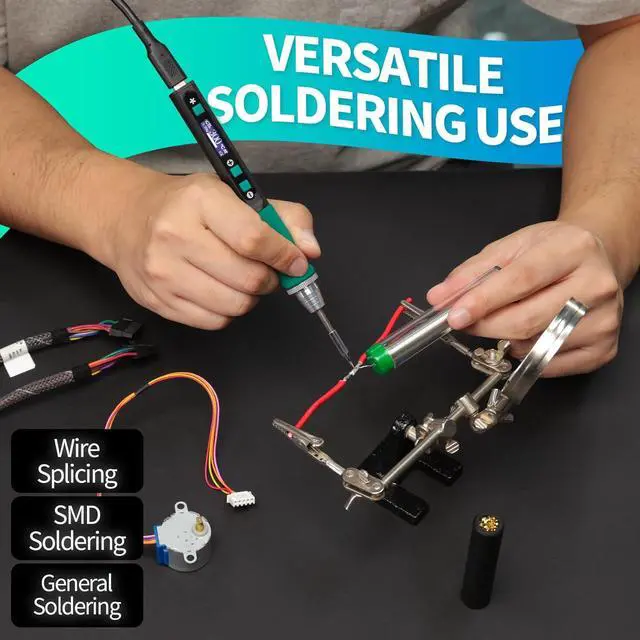 Alt view image 4 of 7 - 928D-IV Solde Iron Pen Kit DC 65W Support PD QC, Type C Port Solde Station with 3 Tips, Solder Wire, Protective Cap