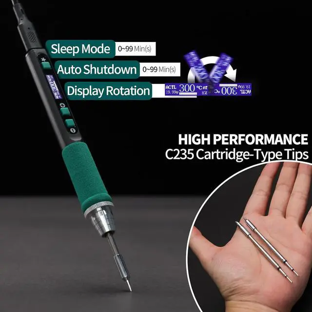 Alt view image 5 of 7 - 928D-IV Solde Iron Pen Kit DC 65W Support PD QC, Type C Port Solde Station with 3 Tips, Solder Wire, Protective Cap