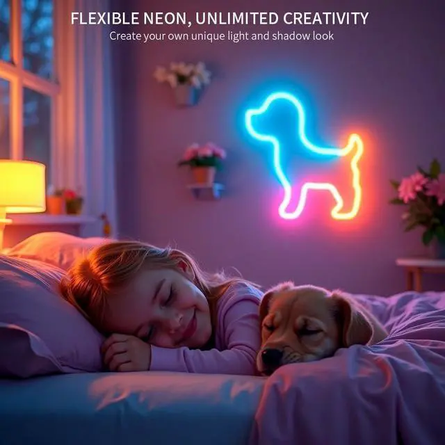 Alt view image 5 of 6 - 16.4FT WS2811 360 Degree Round Reticulate Neon LED Strip with Controller,RGB Nylon Flexible Dream Colorful Rope Light,Bedroom Indoor Outdoor Decoration,DC5V(No Adapter)