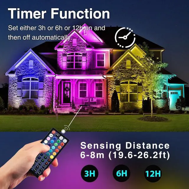 Alt view image 5 of 7 - Stage Lights 2 Pack 48W LED Wall Washer Light,IP66 Waterproof Outdoor RGB Light Bar with Timing,Wash Lights with DIY Colors 44-Key Remote for Garden Wedding Py