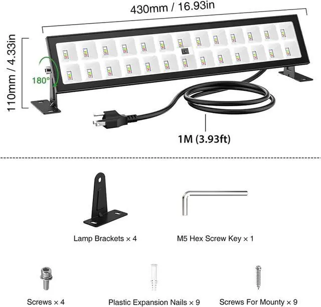 Alt view image 7 of 7 - Stage Lights 2 Pack 48W LED Wall Washer Light,IP66 Waterproof Outdoor RGB Light Bar with Timing,Wash Lights with DIY Colors 44-Key Remote for Garden Wedding Py