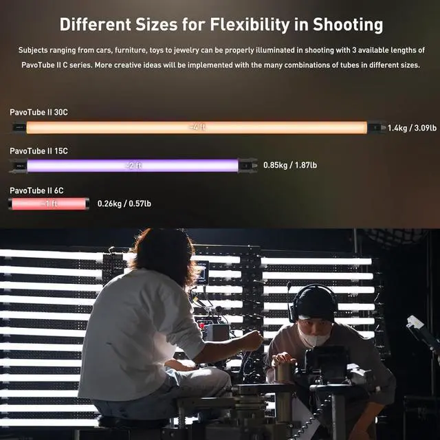 Alt view image 7 of 7 - PavoTube II RGBWW LED Light Tube, Color RGBWW LED Pixel Tube Photography Handheld LED Video Lighting Wand with AC Chargers, Mounts, and Case Battery Powered (PavoTube II 15C 1Kit)