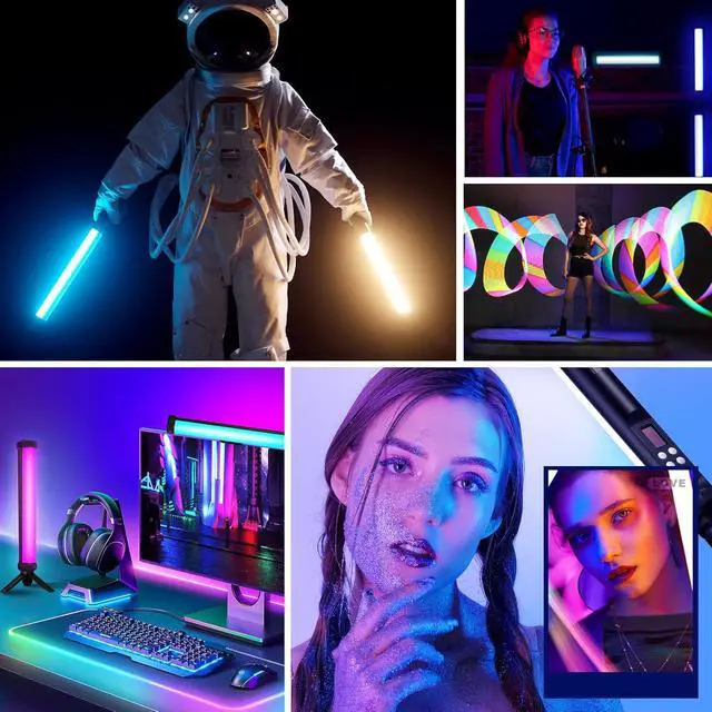 Alt view image 5 of 7 - 2Pack RGB LED Video Light Stick Wand,3200K~8500K Magnetic Photography Tube Light,360° Full RGB Light Stick with 4000mAh Battery for YouTube Video,Vlog,Live Game Streaming