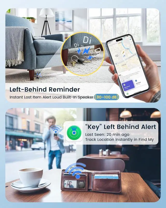 Alt view image 3 of 7 - 4 Pack Bluetooth Tracker, Works with nd My (iOS Only), Smart Item nder with Loud Sound, Key nder Air Tracker Tags, Tracker Tag Locator for Keys, Luggage, Satchel (Black)