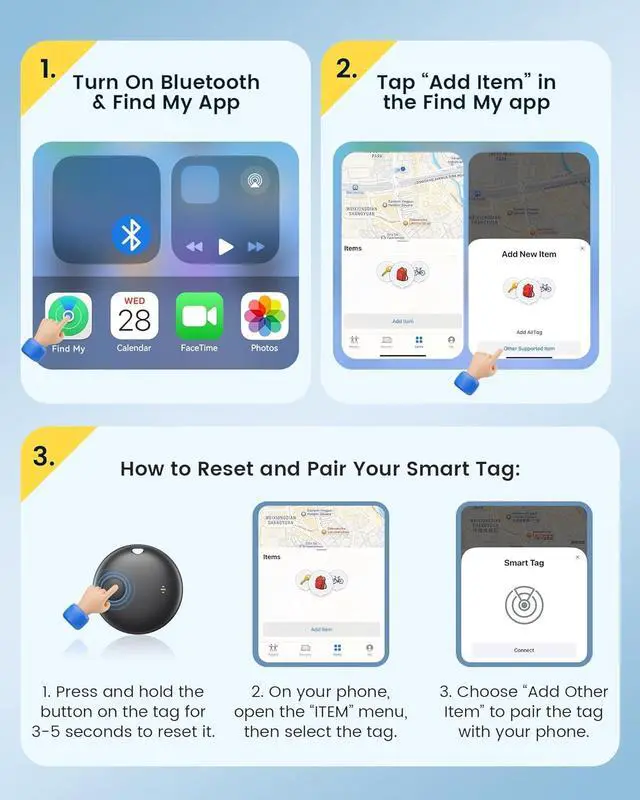 Alt view image 5 of 7 - 4 Pack Bluetooth Tracker, Works with nd My (iOS Only), Smart Item nder with Loud Sound, Key nder Air Tracker Tags, Tracker Tag Locator for Keys, Luggage, Satchel (Black)