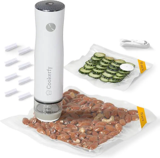 Main image of Food Vacuum Sealer Machine with Digital Display & Visible Tank, 8L Air Flow Handheld Compact Vacuum Sealer for Food, 1200mAh Battery, 30 Reusable Seal Bags, Portable Lightweight 6.87oz