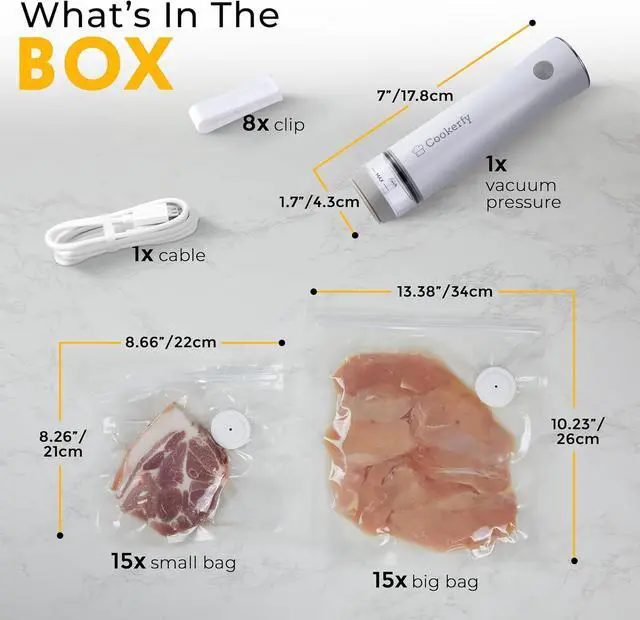 Alt view image 4 of 7 - Food Vacuum Sealer Machine with Digital Display & Visible Tank, 8L Air Flow Handheld Compact Vacuum Sealer for Food, 1200mAh Battery, 30 Reusable Seal Bags, Portable Lightweight 6.87oz