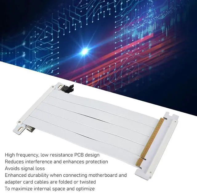 Alt view image 3 of 7 - PCIE 4.0 x16 Extender Riser Cable, High Dual Sided Reverse 180 Degree PCI E Ports GPU Graphic Card Extension Cable for RX 7900 7800 7700 7600 7500,etc (White)