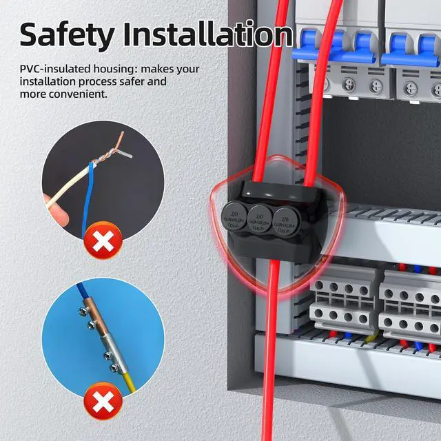 Alt view image 3 of 7 - Inline Splice Connector Dual Entry Aluminum Connector, 3 Port Insulated Multi Tap Connectors, 2/0-6 AWG Splice Connectors, Aluminum to Copper Wire Connector with 3/16" Allen Hex, 5pcs
