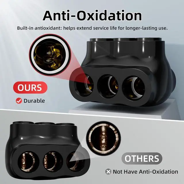Alt view image 4 of 7 - Inline Splice Connector Dual Entry Aluminum Connector, 3 Port Insulated Multi Tap Connectors, 2/0-6 AWG Splice Connectors, Aluminum to Copper Wire Connector with 3/16" Allen Hex, 5pcs