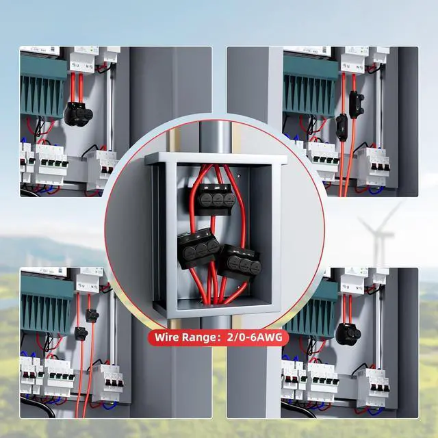 Alt view image 5 of 7 - Inline Splice Connector Dual Entry Aluminum Connector, 3 Port Insulated Multi Tap Connectors, 2/0-6 AWG Splice Connectors, Aluminum to Copper Wire Connector with 3/16" Allen Hex, 5pcs