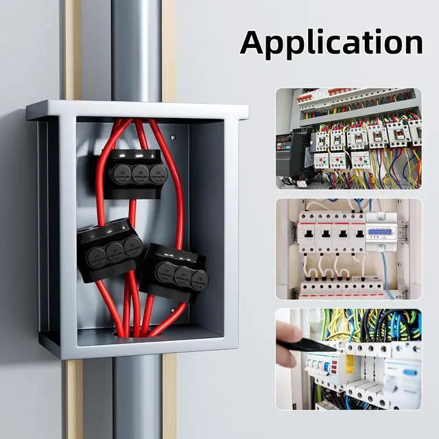 Alt view image 6 of 7 - Inline Splice Connector Dual Entry Aluminum Connector, 3 Port Insulated Multi Tap Connectors, 2/0-6 AWG Splice Connectors, Aluminum to Copper Wire Connector with 3/16" Allen Hex, 5pcs