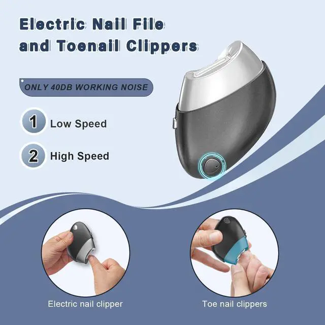 Alt view image 4 of 7 - Electric Nail Clipper, Upgraded Toe Nail Clippers with Nail Scraps Storage, 2 Speeds, Magnetic Cover, Type-C Rechargeable, Automatic Electric Nail le for Thick Toenails, Adult, Seniors, Men (Black)