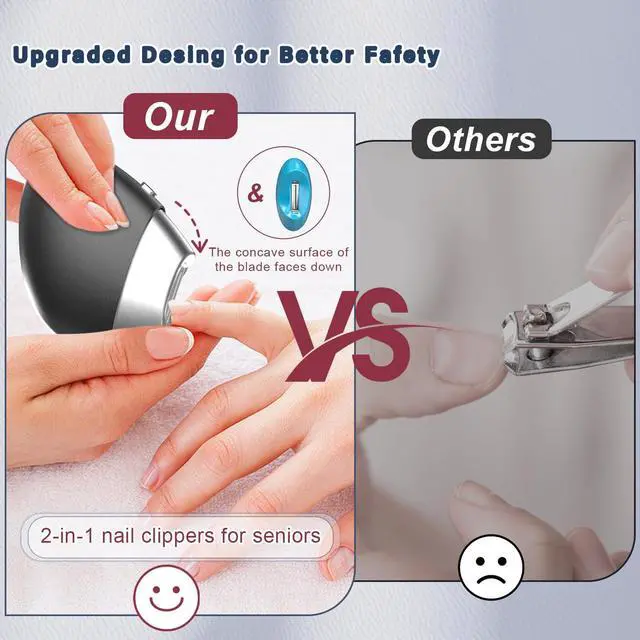 Alt view image 6 of 7 - Electric Nail Clipper, Upgraded Toe Nail Clippers with Nail Scraps Storage, 2 Speeds, Magnetic Cover, Type-C Rechargeable, Automatic Electric Nail le for Thick Toenails, Adult, Seniors, Men (Black)