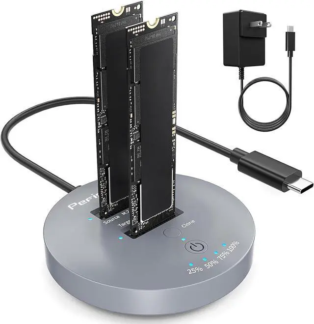 Main image of M.2 NVMe SSD Cloner Dock,10Gbps Dual-Bay NVMe to USB Enclosure,Supports Offline Clone,UASP,USB 3.2 Gen 2 SSD Enclosure Adapter,M.2 Docking Station for SSDs Size 2230/2242/2260/2280/22110,Support 2x8TB