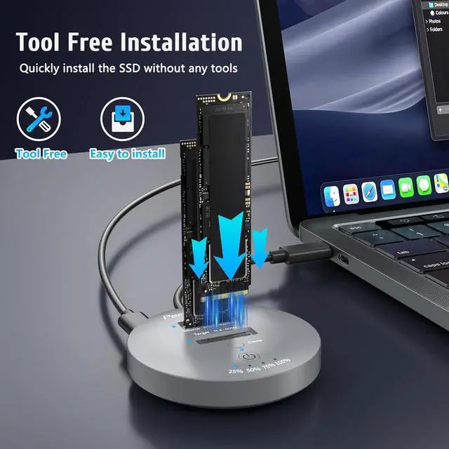 Alt view image 6 of 7 - M.2 NVMe SSD Cloner Dock,10Gbps Dual-Bay NVMe to USB Enclosure,Supports Offline Clone,UASP,USB 3.2 Gen 2 SSD Enclosure Adapter,M.2 Docking Station for SSDs Size 2230/2242/2260/2280/22110,Support 2x8TB