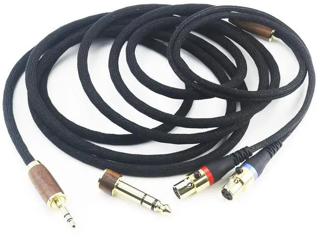 Alt view image 2 of 6 - Replacement Audio Upgrade Cable Compatible with Audeze LCD-2 LCD-4 LCD-3 LCD-X LCD-XC, MM-500 Headphone 6N OCC Copper Silver Plated Cord with 6.35mm Adapter Walnut Wood Shell