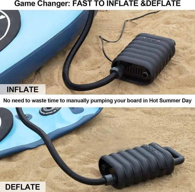 Alt view image 5 of 7 - Paddle Board Pump, SUP Electric Pump, 20PSI High Pressure Portable Air Pump with Inflation & Auto-Off, Deflation Function, 12V DC Car Connector for Inflatables, Paddle Board, Boats, Kayaks