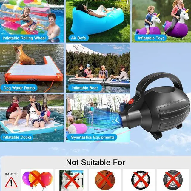 Alt view image 5 of 7 - Electric Air Pump for Inflatables 600W Air Mattress Pump,Portable Bed Pump for Gymnastics Mat Pool Toy Float Raft Airbed Quick Inflate/Deflate with 4 Nozzles 110-120V AC