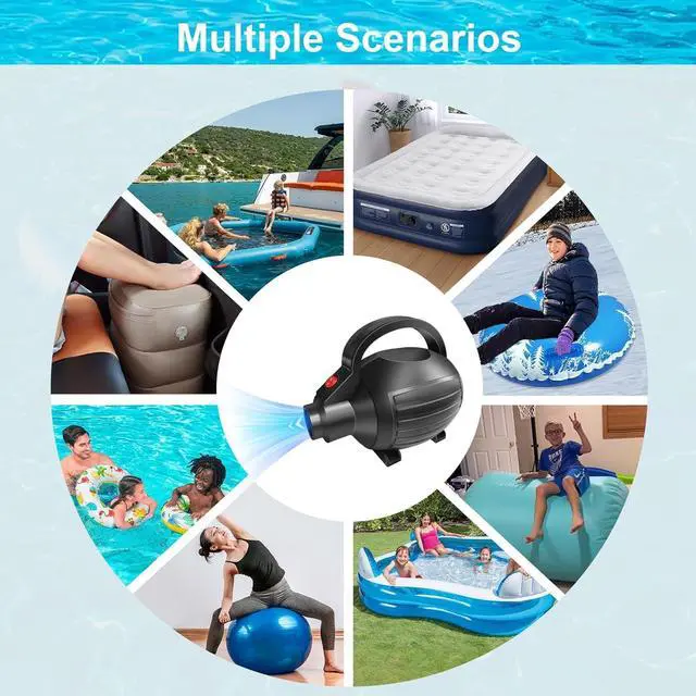 Alt view image 6 of 7 - Electric Air Pump for Inflatables 600W Air Mattress Pump,Portable Bed Pump for Gymnastics Mat Pool Toy Float Raft Airbed Quick Inflate/Deflate with 4 Nozzles 110-120V AC