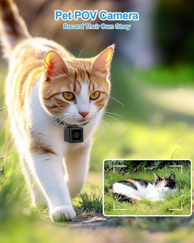 Alt view image 2 of 7 - Cat Camera Collar, 1080P Video Recording Cameras for Pets,XS-Size,No App,No Wi-, Cordless Cat & Dog Collar Camera,POV Cam(No Micro-SD Card Included)
