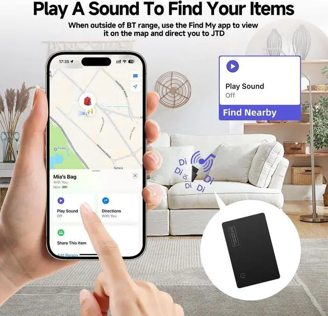 Alt view image 3 of 7 - 4 Pack Smart Card Wallet Tracker, Wireless Charging Tracker Card 1.6mm Thin nder with   nd My (iOS Only) for Child Backpacks, Wallets, Business, Passport