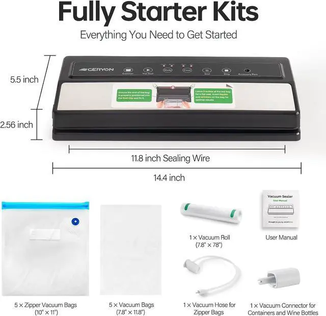Alt view image 2 of 7 - Vacuum Sealer Machine  Automatic Food Vacuum Sealer for Dry & Moist Food, Compact with LED Touch Panel, Includes Zipper Bags & Roll, Perfect for Sous Vide & Freezer Storage (Silver)