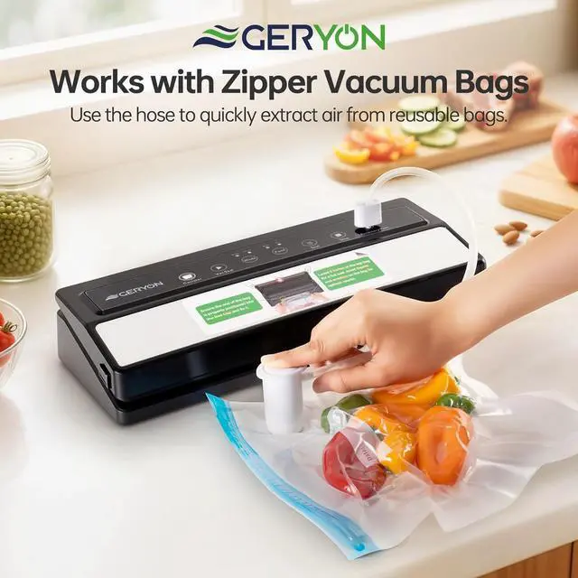Alt view image 5 of 7 - Vacuum Sealer Machine  Automatic Food Vacuum Sealer for Dry & Moist Food, Compact with LED Touch Panel, Includes Zipper Bags & Roll, Perfect for Sous Vide & Freezer Storage (Silver)
