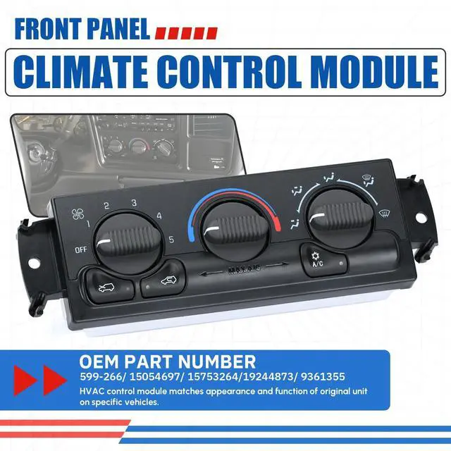 Alt view image 3 of 7 - Front Climate Control Module Panel for GMC Sierra Chevy Silverado 1999-2002 599-266/15054697/ 15753264/19244873/ 9361355 Heater A/C Control Switch Air Conditioning Climate Control Module