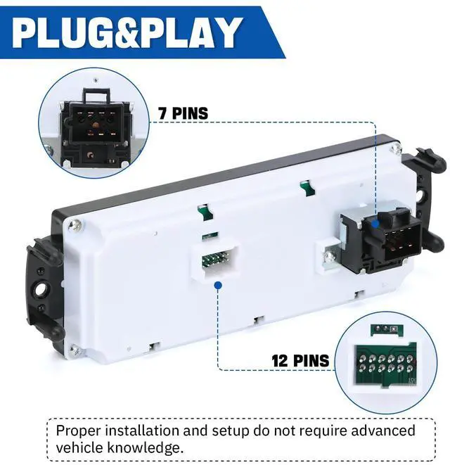 Alt view image 6 of 7 - Front Climate Control Module Panel for GMC Sierra Chevy Silverado 1999-2002 599-266/15054697/ 15753264/19244873/ 9361355 Heater A/C Control Switch Air Conditioning Climate Control Module