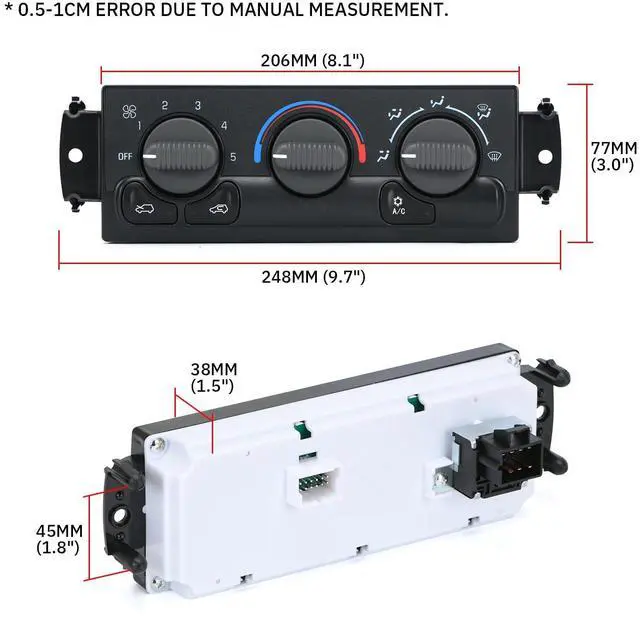 Alt view image 7 of 7 - Front Climate Control Module Panel for GMC Sierra Chevy Silverado 1999-2002 599-266/15054697/ 15753264/19244873/ 9361355 Heater A/C Control Switch Air Conditioning Climate Control Module