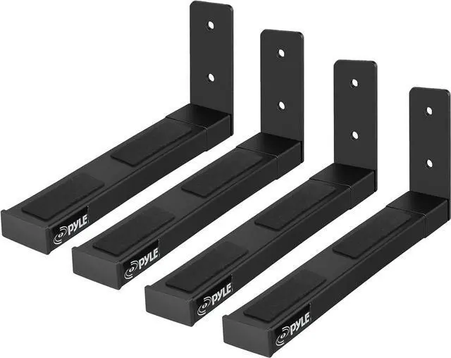 Main image of Adjustable Speaker Wall Mount Brackets - 2 Pack (4 Brackets) Extendable Steel Arms for Center Channel, Small or Large Speakers & Soundbars - 110 lbs Capacity, 6.7-11.8" Depth (Black)