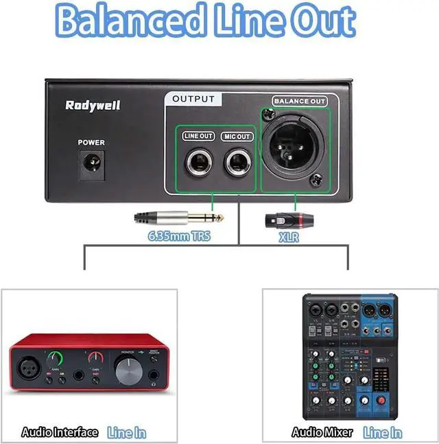 Alt view image 5 of 6 - Mic Preamp with 19~75db Adjustable Gain Boost Balaneced Line Out and 48V for Dynamic, Condenser,Ribbon Microphone, Audio Interface, Audio Mixer