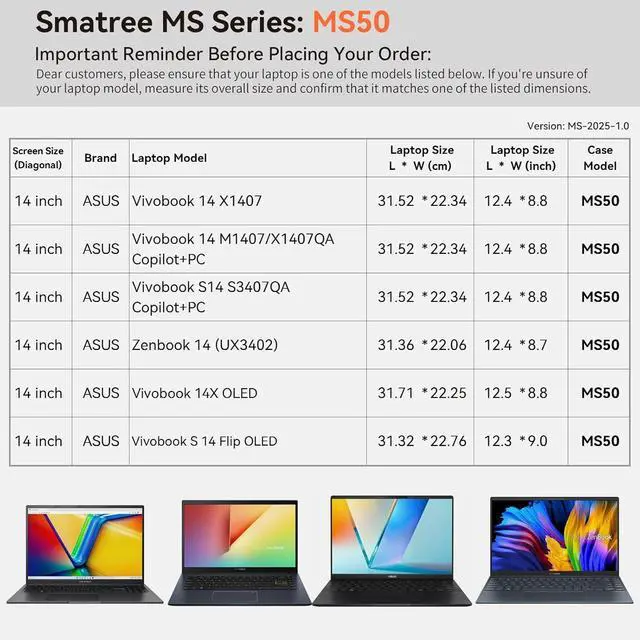 Alt view image 2 of 7 - MS50 Hard EVA Sleeve Case with Stand Compatible for 14 inch Vivobook 14 X1407/14X OLED/S 14 Flip OLED,for 14 inch Vivobook 14 M1407/14 X1407QA/S14 S3407QA Copilot+PC, Zenbook 14 UX3402