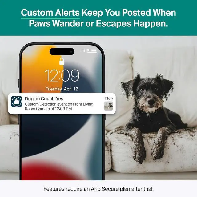 Alt view image 2 of 7 - Essential Indoor Pan Tilt Pet Camera 2K (2025 Release) - Wired Plug-In Power, Animal Detection, Dog Bark Audio Detection, Animated Preview, 1-Month Secure Plan, Auto Motion Tracking, 1 Cam, White