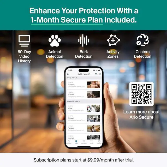 Alt view image 4 of 7 - Essential Indoor Pan Tilt Pet Camera 2K (2025 Release) - Wired Plug-In Power, Animal Detection, Dog Bark Audio Detection, Animated Preview, 1-Month Secure Plan, Auto Motion Tracking, 1 Cam, White
